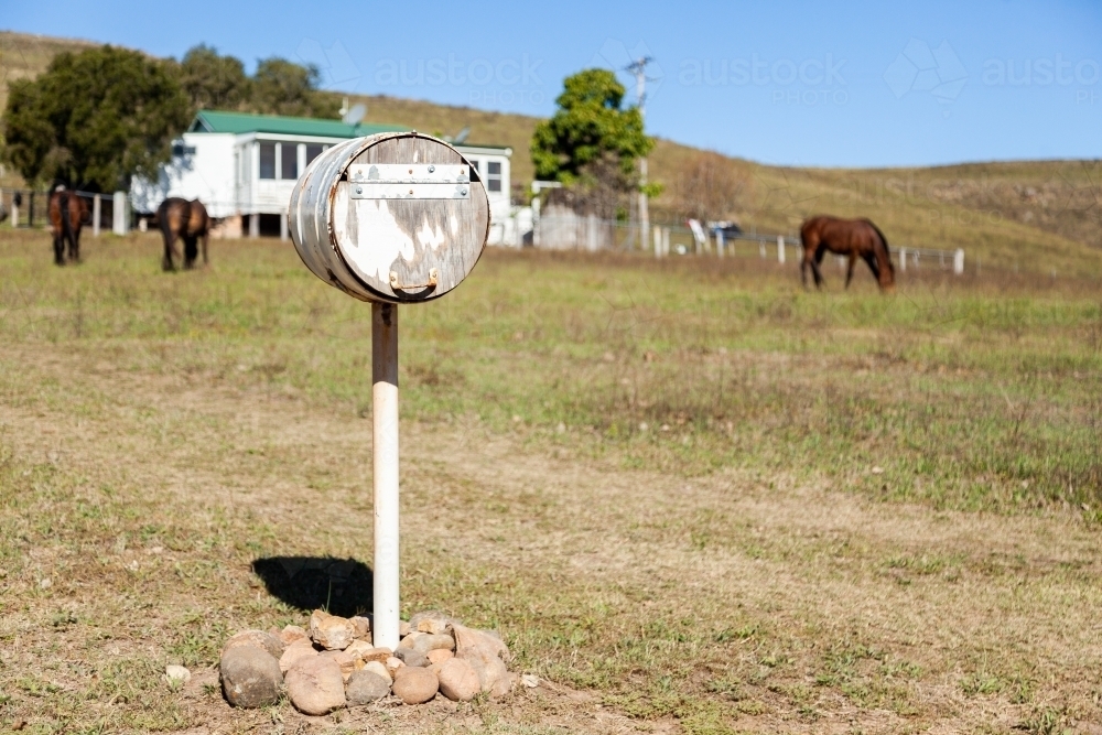 Farm Mailbox on rural property - Australian Stock Image