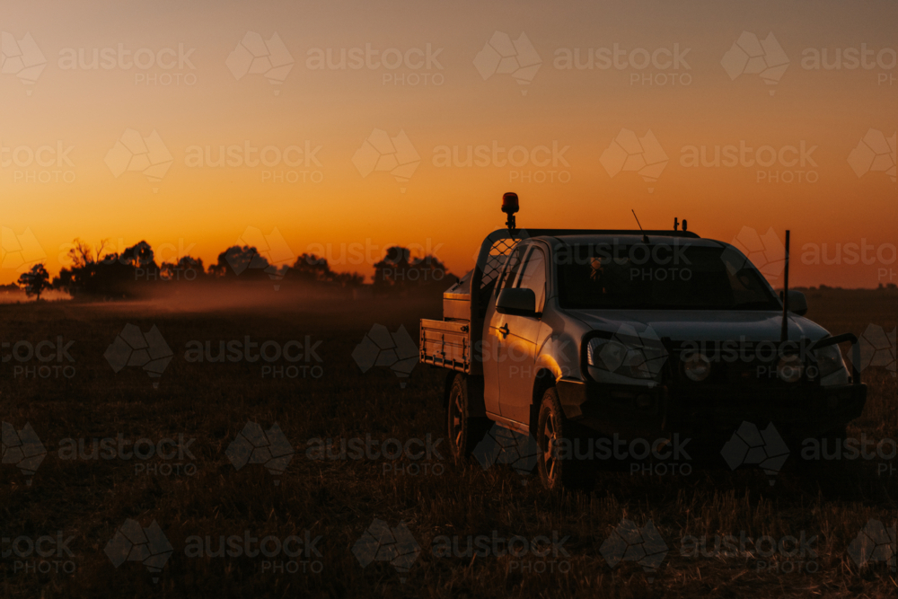 Farm ute at dusk - Australian Stock Image