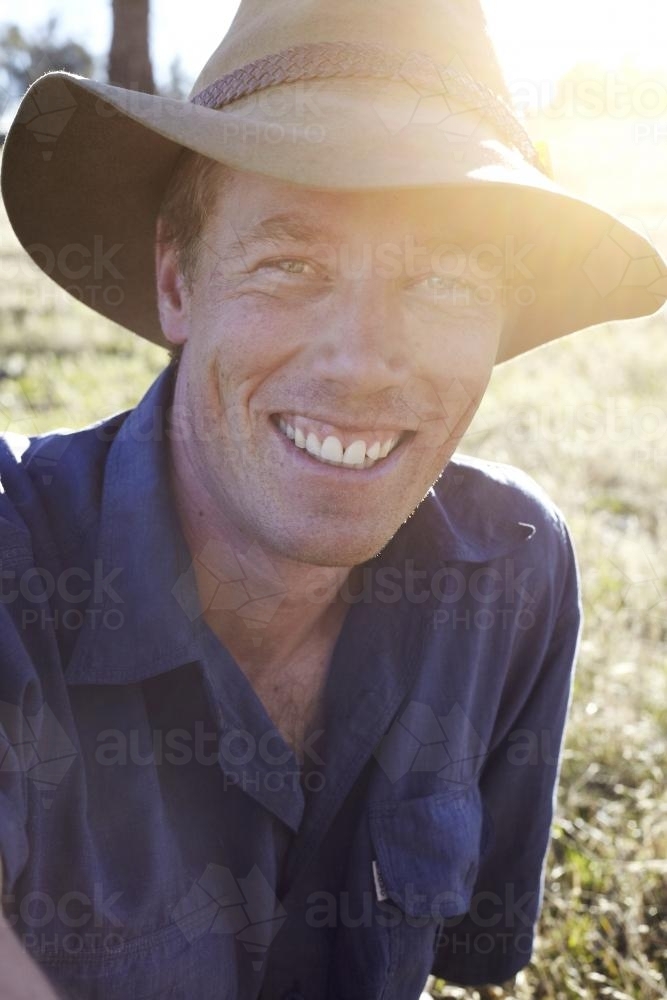Farmer in the afternoon light - Australian Stock Image