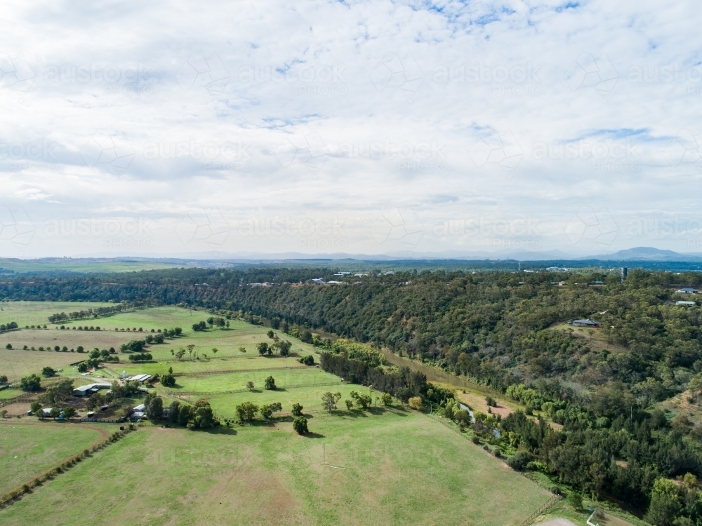 Farms beside Hunter River Long Point Singleton - Australian Stock Image