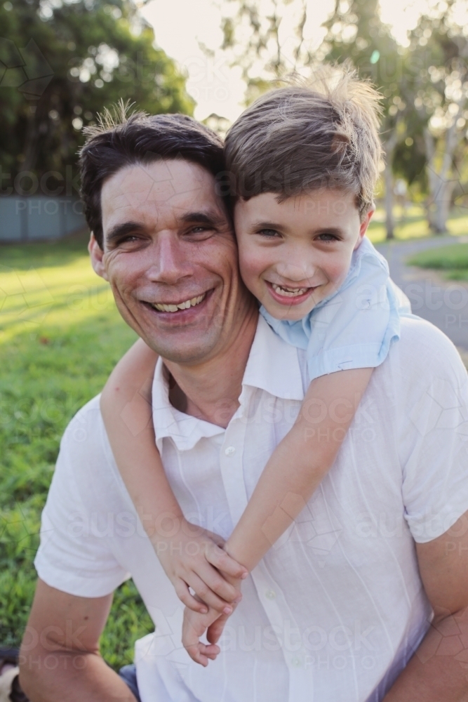 Father and son in the park - Australian Stock Image