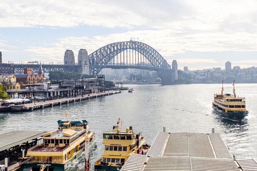 Ferries at Circular Quay Sydney harbour - Australian Stock Image