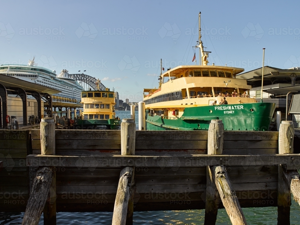 Ferries docked at circular quay - Australian Stock Image