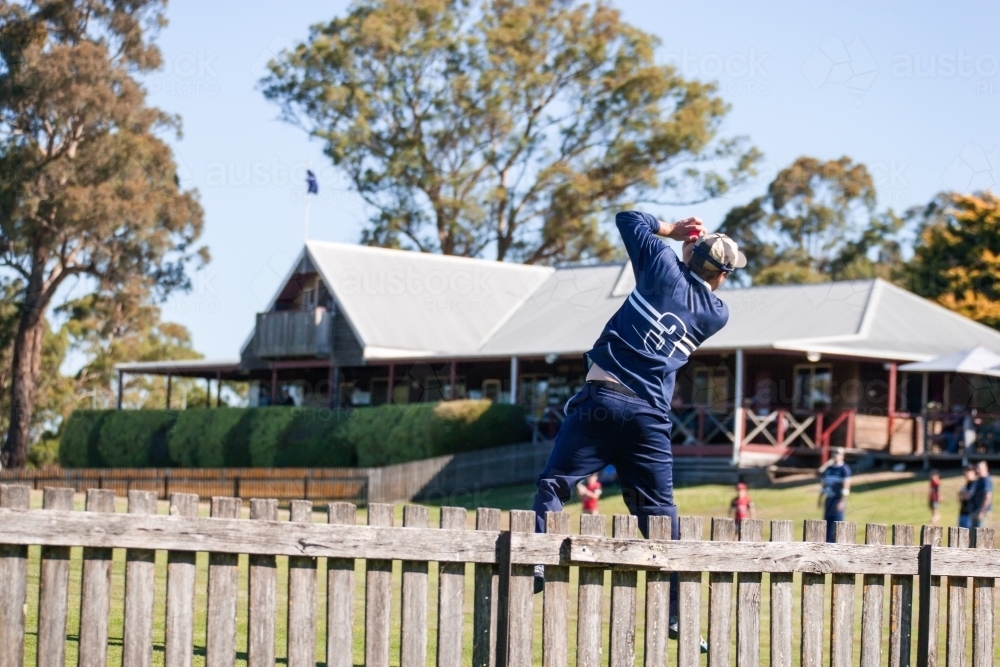 Fielder taking a catch in a  T20 Cricket Match - Australian Stock Image
