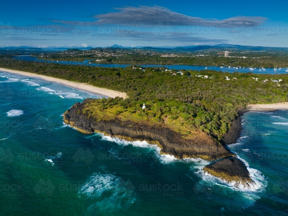 Fingal Head by drone - Australian Stock Image