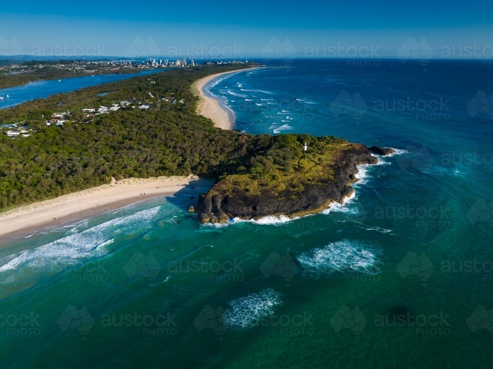 Fingal  Head looking north by drone - Australian Stock Image