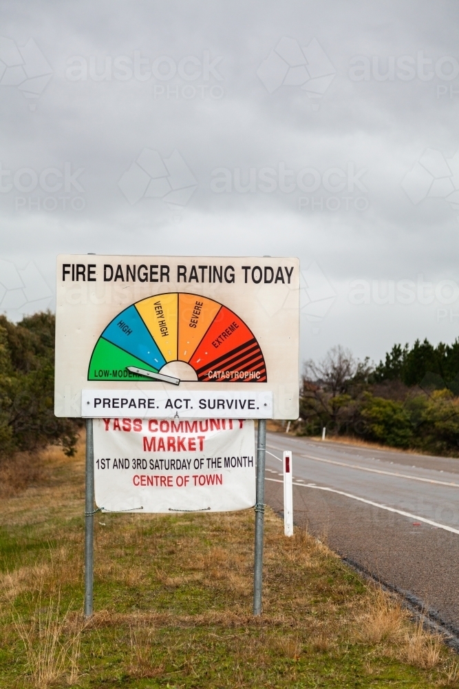 Image of Fire danger rating sign on cloudy day with Yass Community ...