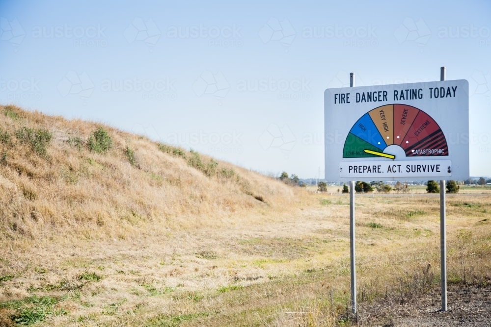 Image of Fire danger rating today sign indicating low-moderate with dry ...