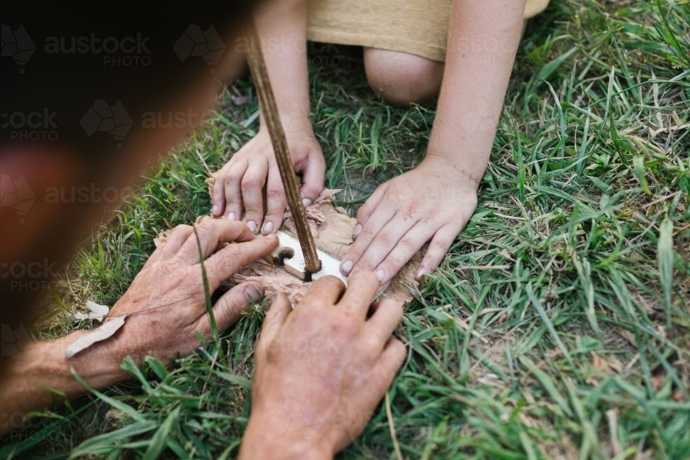 Fire starting - Australian Stock Image