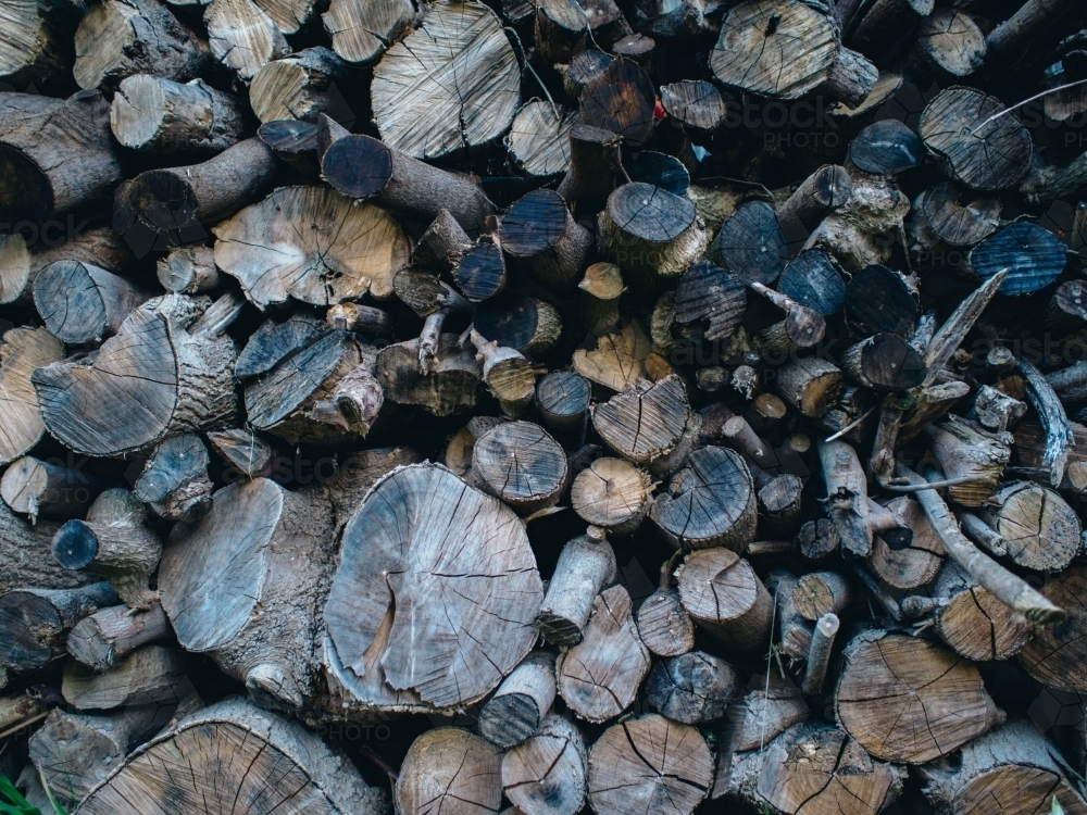 Fire wood in a big pile - Australian Stock Image
