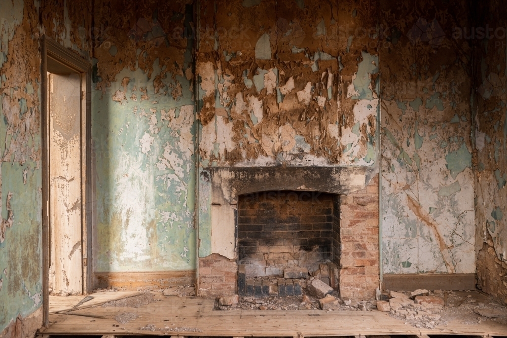 fireplace in old historic building - Australian Stock Image