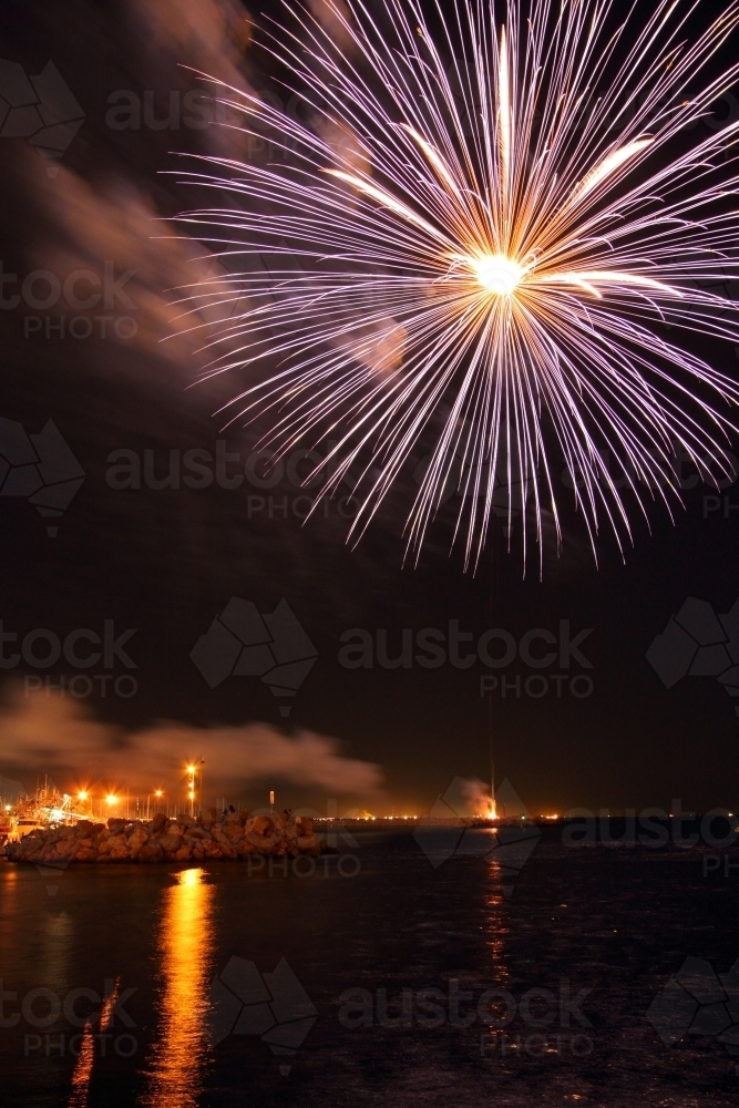 Fireworks show, Fremantle Boat Harbour - Australian Stock Image