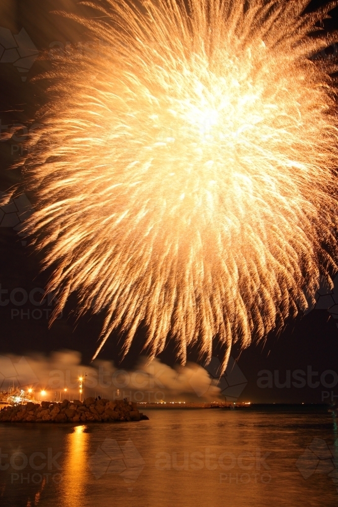 Fireworks show, Fremantle Boat Harbour - Australian Stock Image