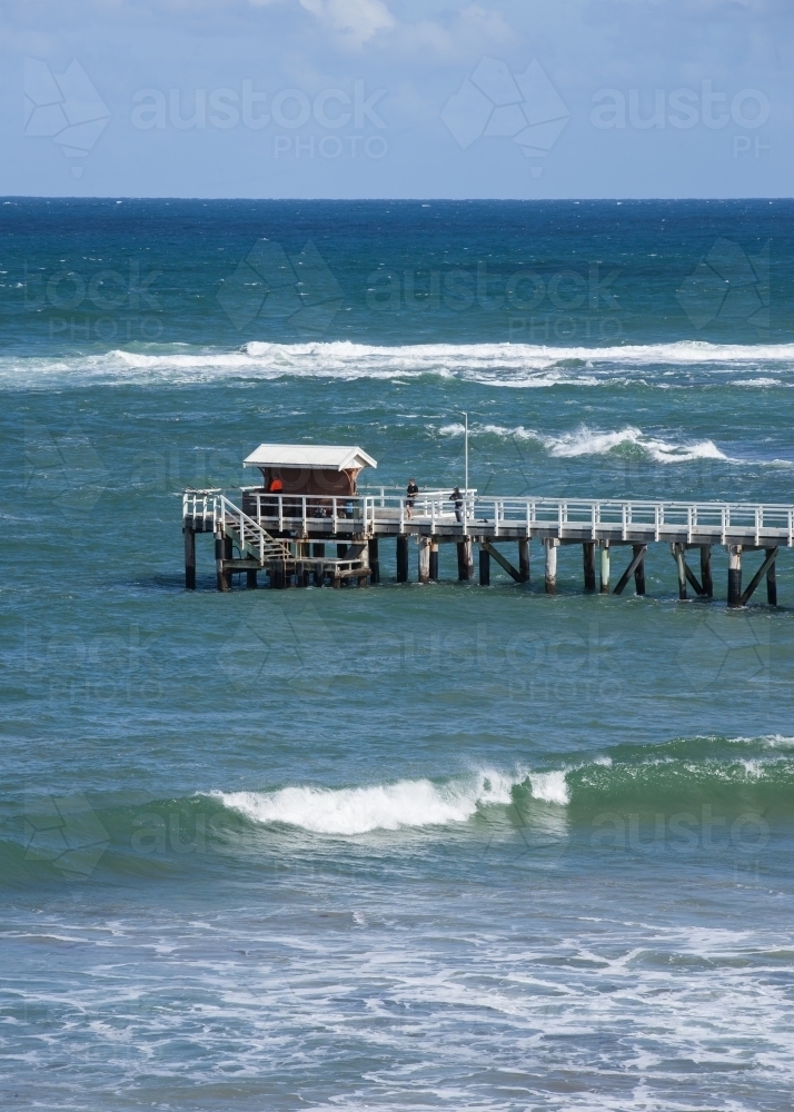 Fishermen at end of Point Lonsdale Pier - Australian Stock Image
