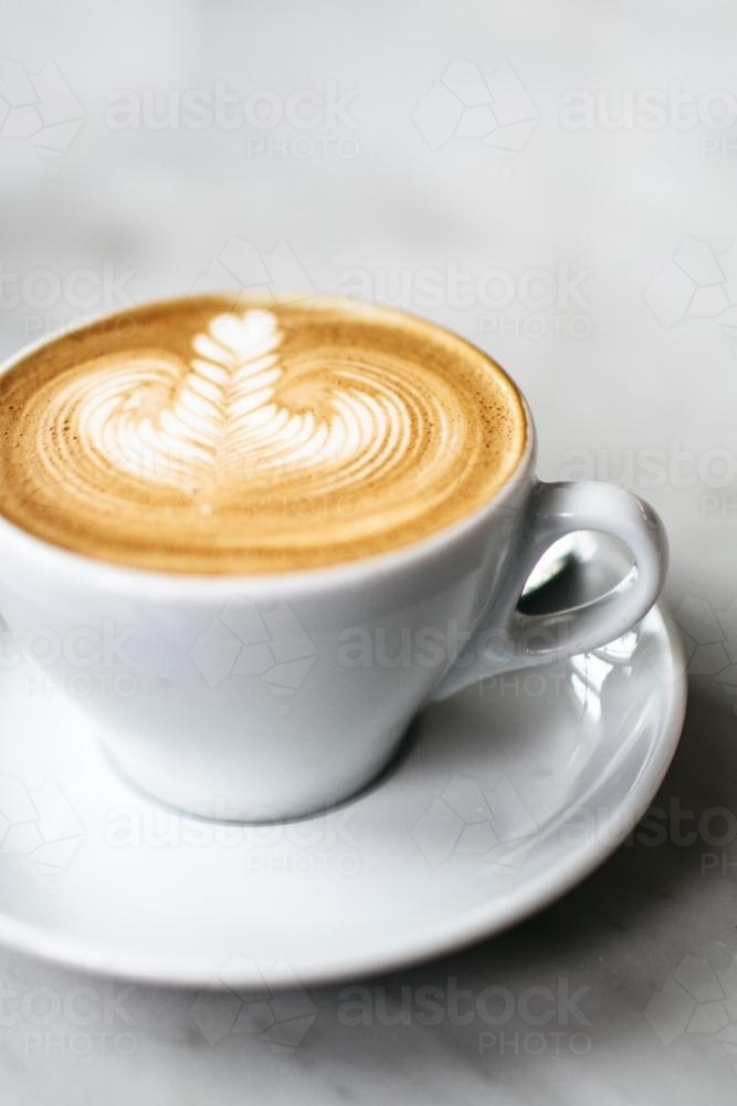 Flat White Coffee Close Up - Australian Stock Image