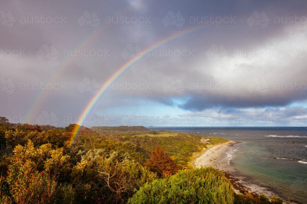 Flinders Ocean Beach looking east in the Mornington Peninsula on a winter's afternoon in Victoria - Australian Stock Image