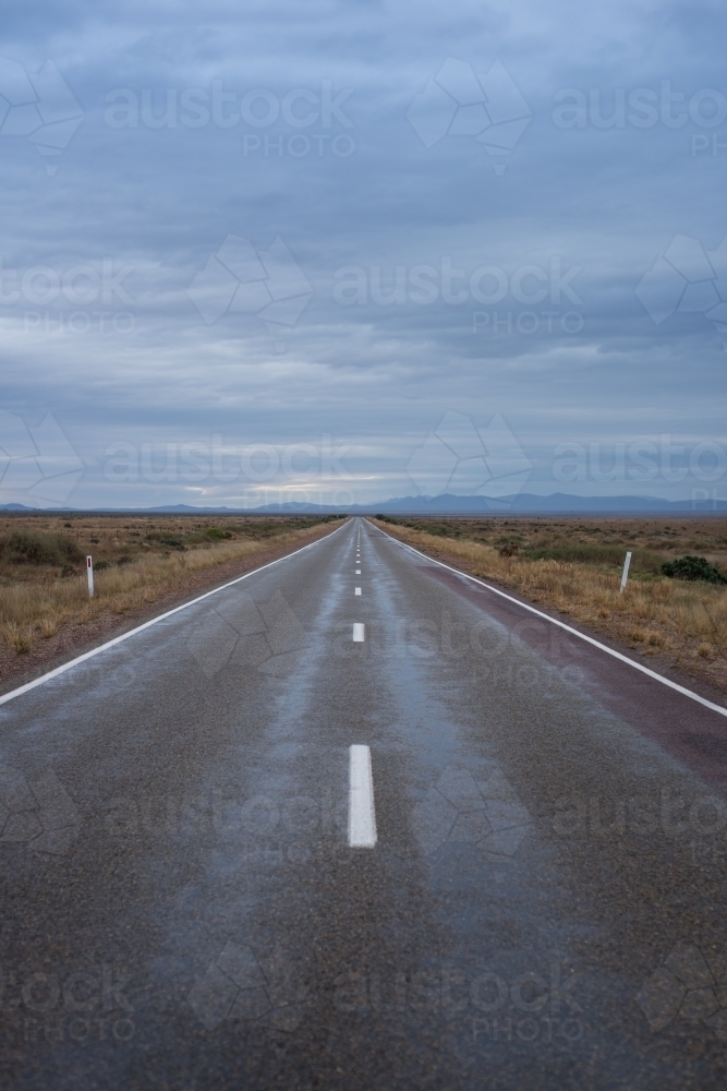 Flinders Ranges road with stormy sky - Australian Stock Image