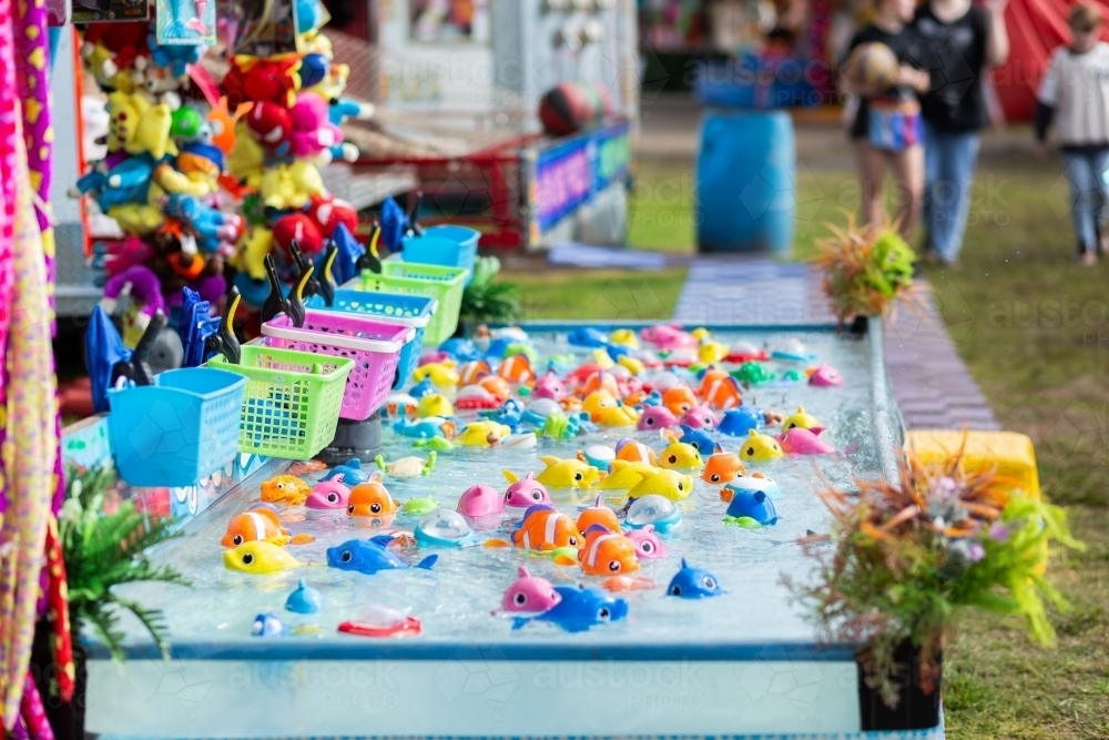 Floating toy game in local show sideshow alley - Australian Stock Image