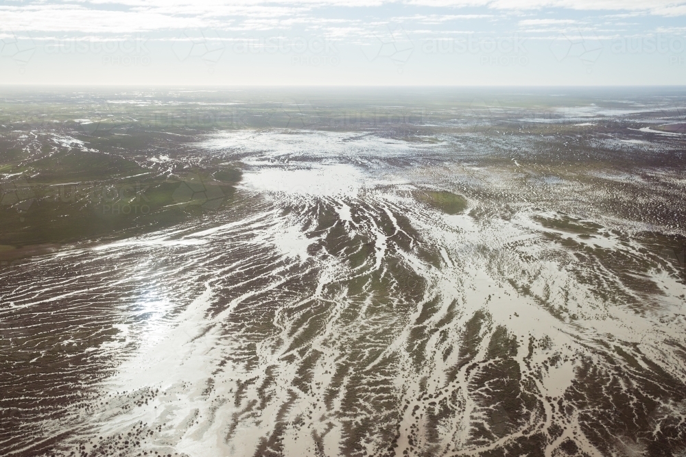 Flooded Goyder Lagoon in the channel country - Australian Stock Image