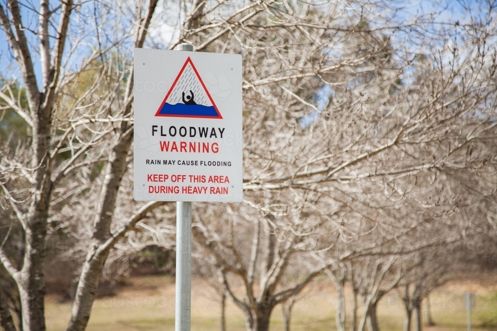 Floodway sign at park - Australian Stock Image