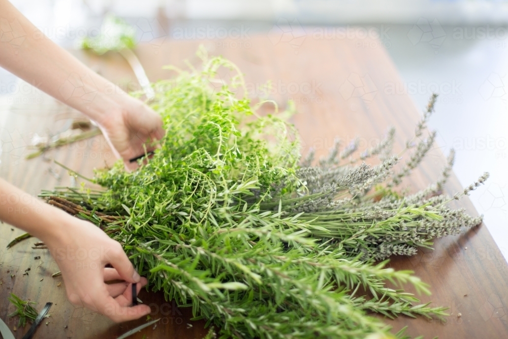 Florist arranging flowers - Australian Stock Image