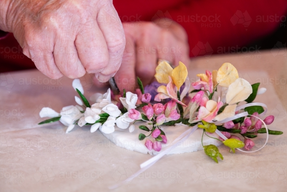 Fondant flowers native australian species for cake topper - Australian Stock Image