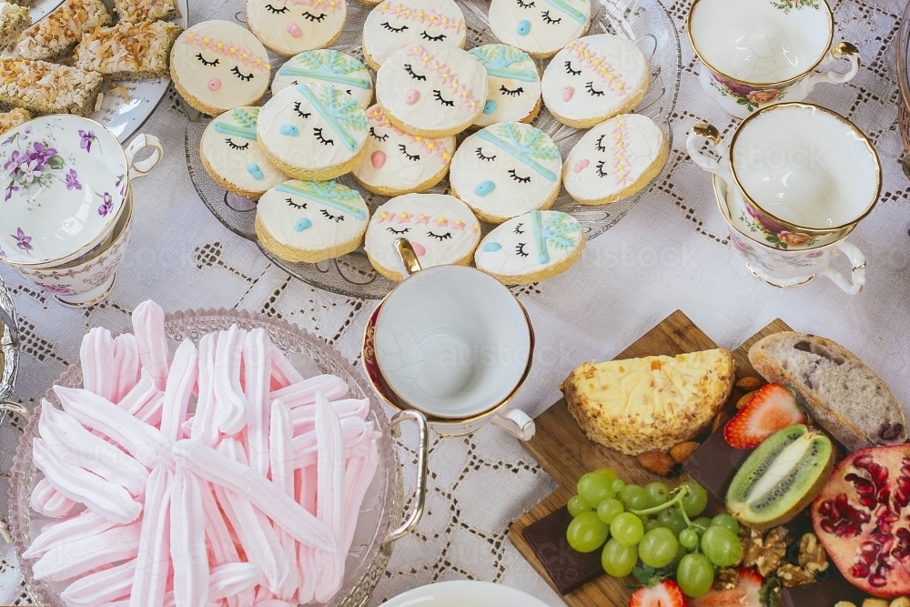 Food on a table at a Baby Shower Celebration - Australian Stock Image