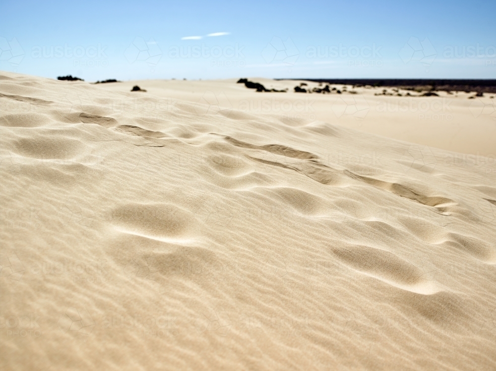 Footprints leading up a sandhill in remote region - Australian Stock Image