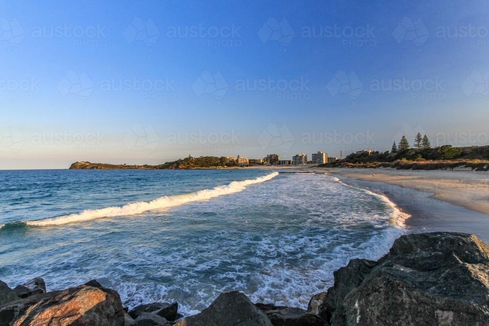 Forster Main Beach from break wall - Australian Stock Image