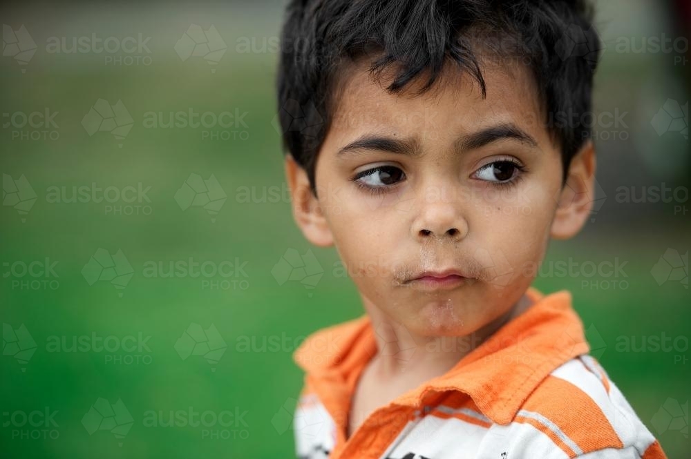 Four Year Old Aboriginal Boy - Australian Stock Image