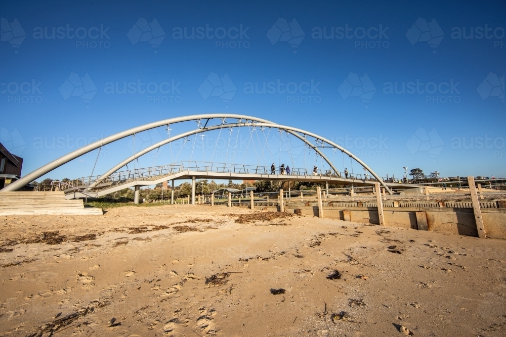 Frankston Beach and Mile Bridge - Australian Stock Image