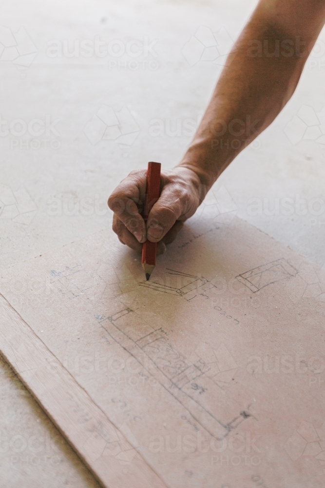 Freehand drawing at construction site - Australian Stock Image
