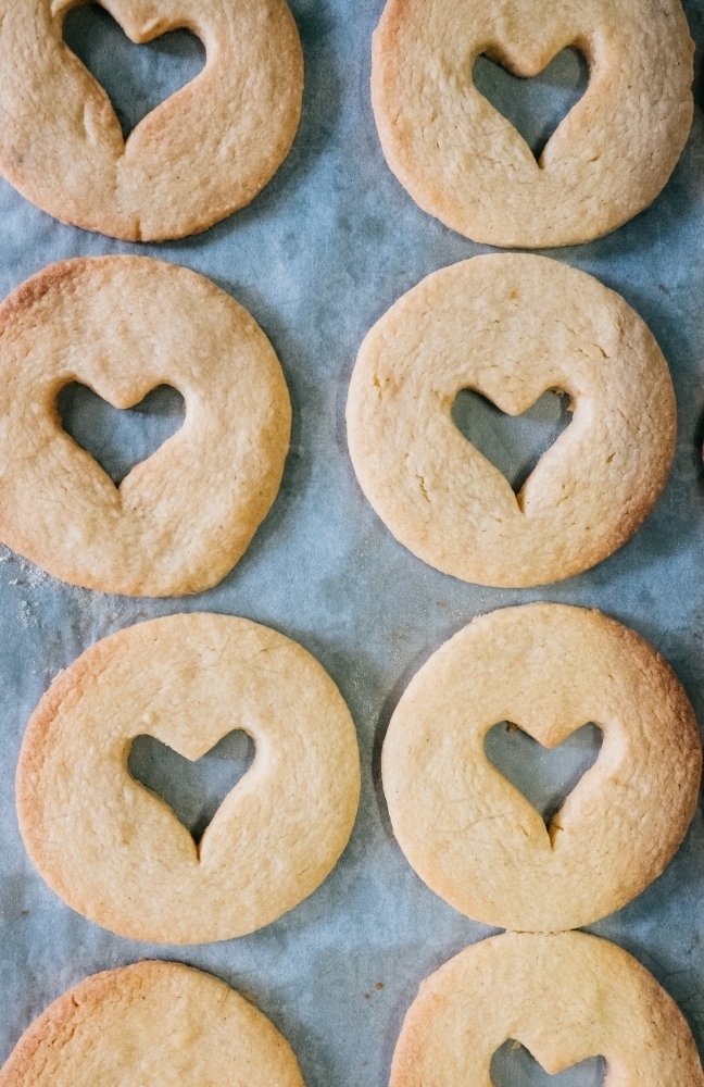 Fresh baked heart biscuits. - Australian Stock Image