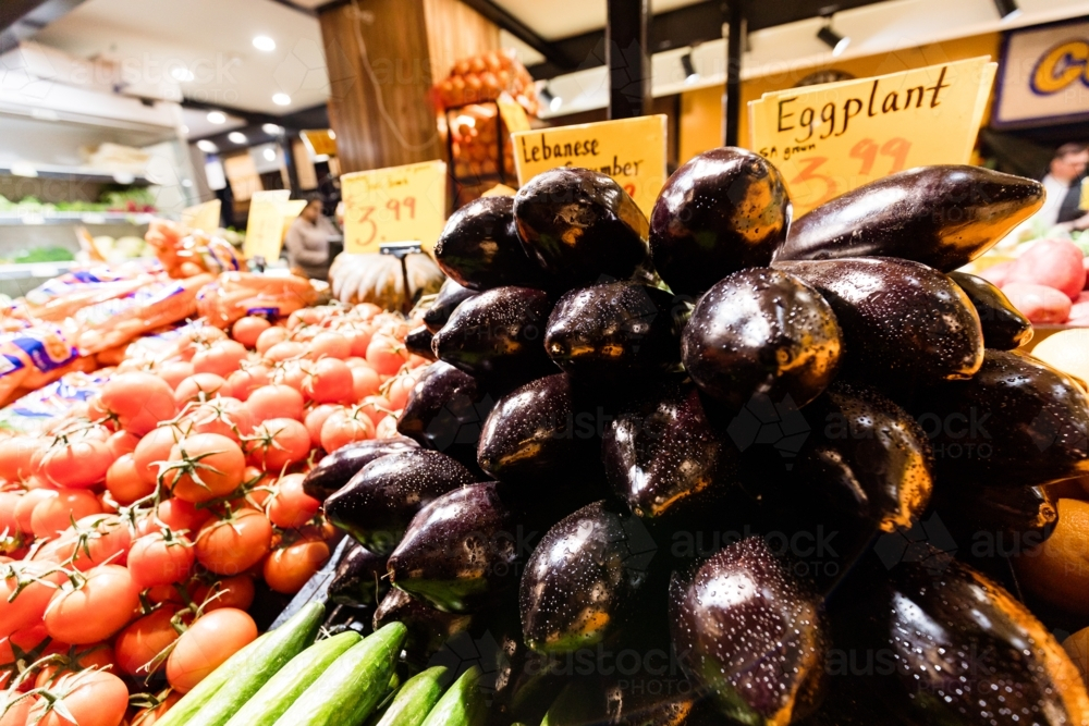 Fresh fruit and vegetable stall at the Adelaide Central Market - Australian Stock Image