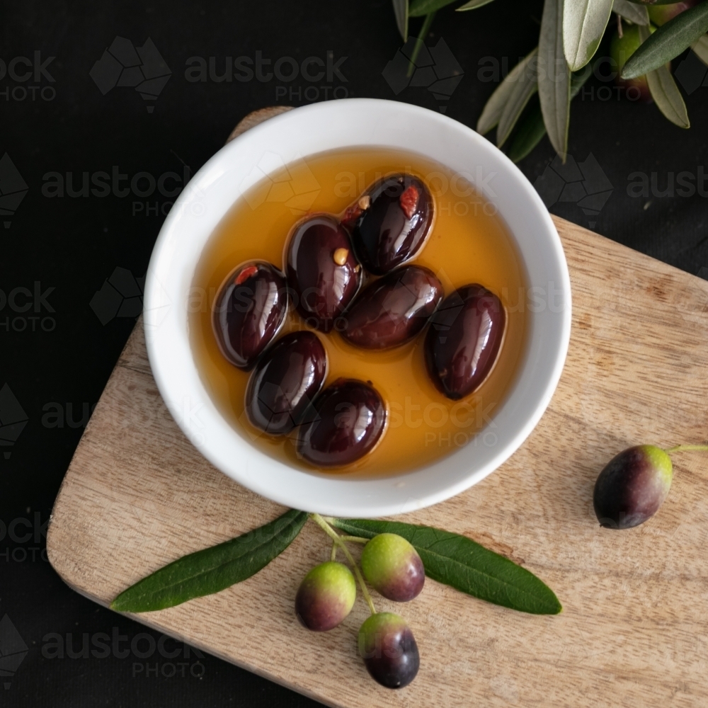 Fresh Olives in a bowl - Australian Stock Image
