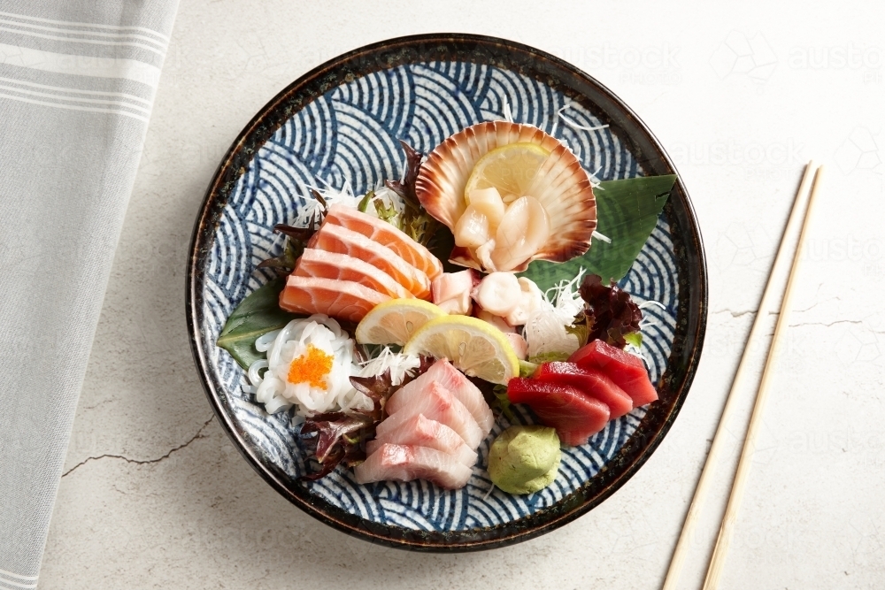fresh sea food on a plate - Australian Stock Image