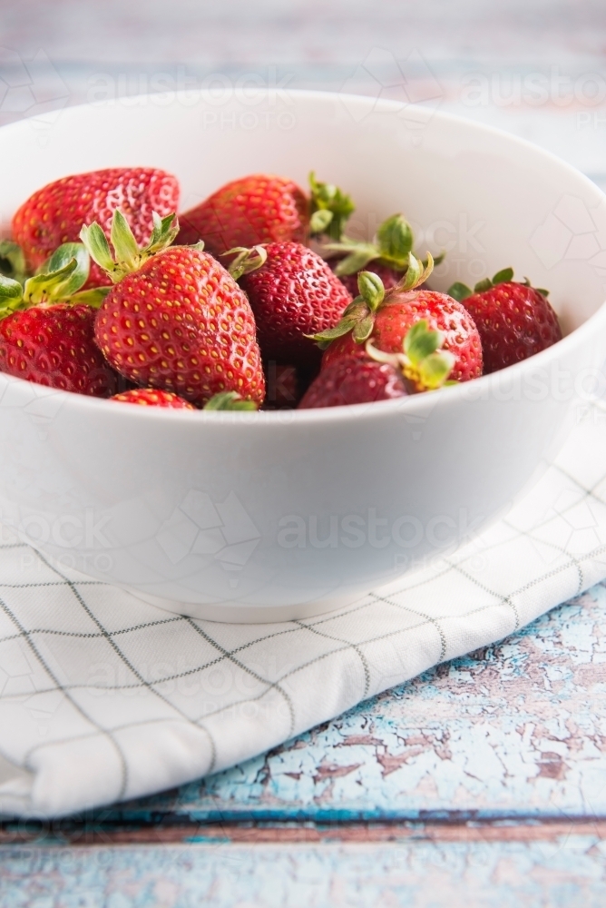 Fresh strawberries with leaves - Australian Stock Image