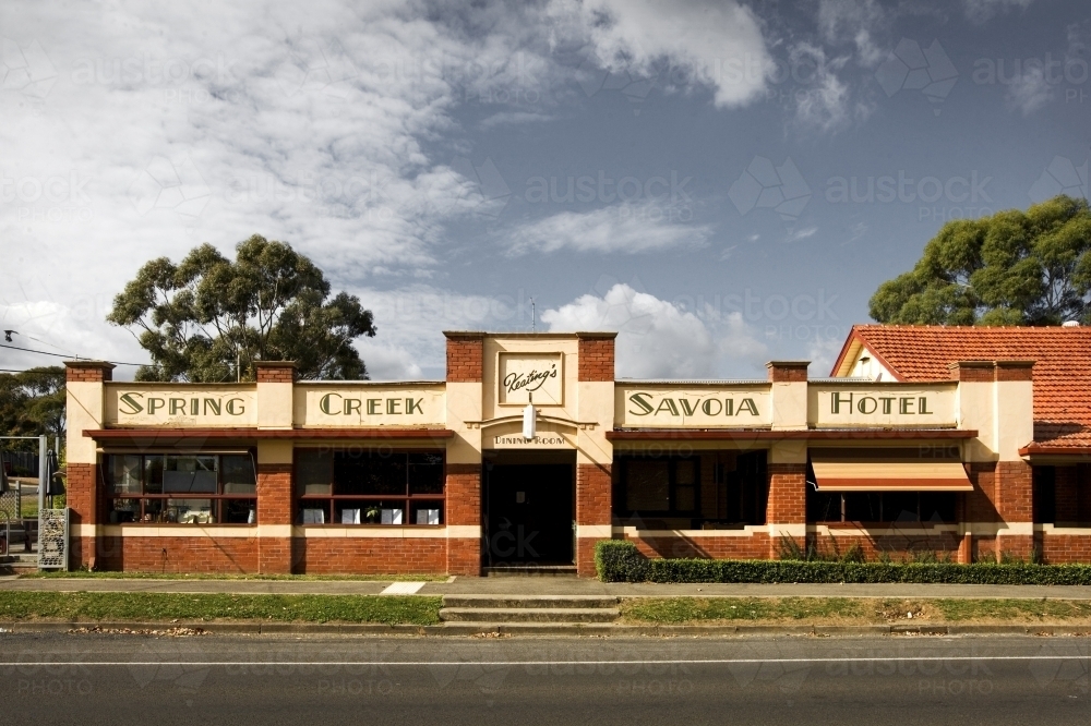Front of an old hotel in rural victoria - Australian Stock Image