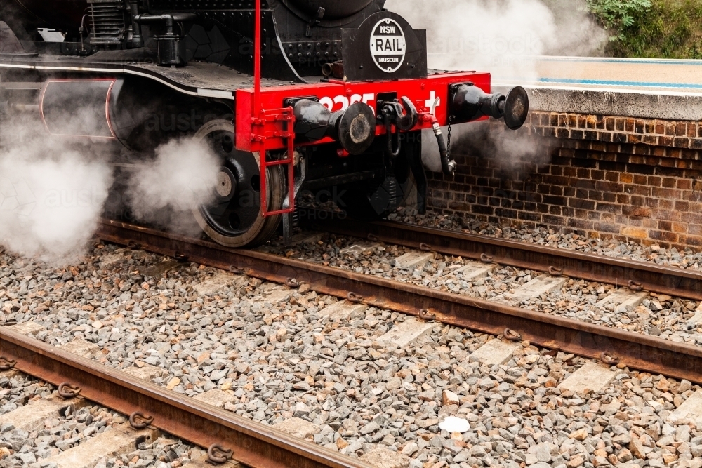 Front of historic steam train at Steamfest 2019 - Australian Stock Image