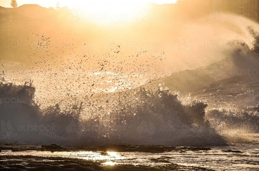 Frozen wave at sunset - Australian Stock Image