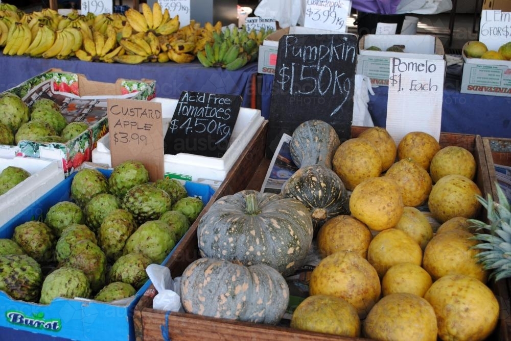 Fruit and vegetables at a market stall - Australian Stock Image