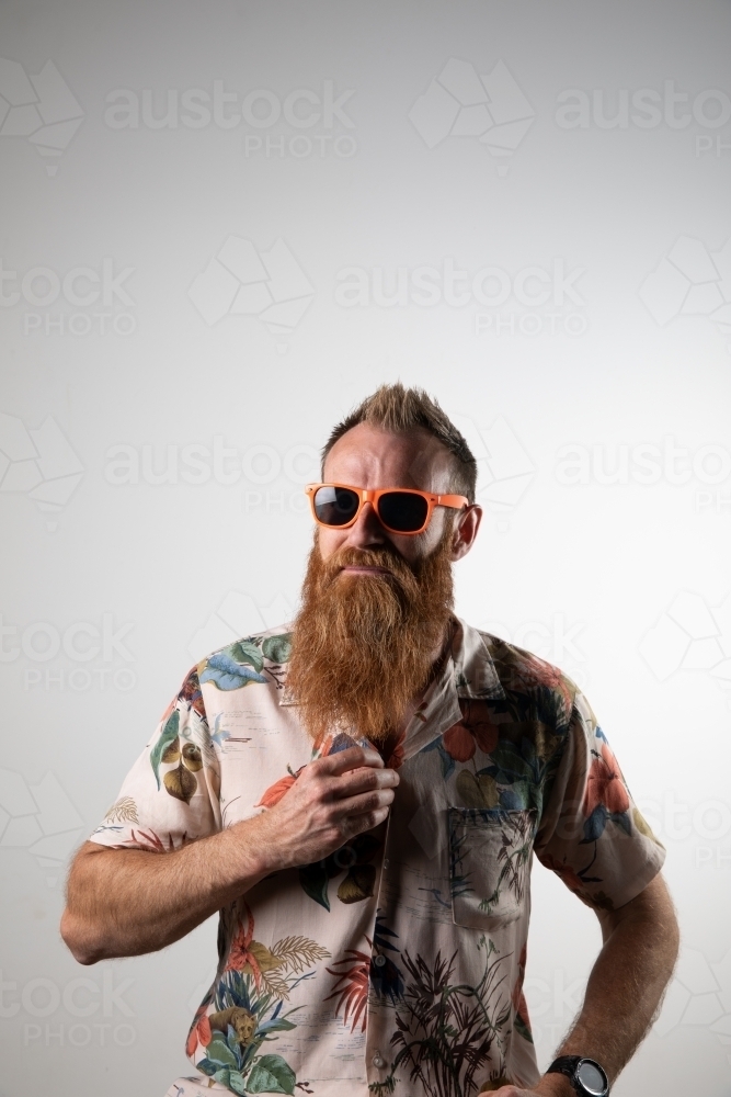 Funky man posing for photographs - Australian Stock Image