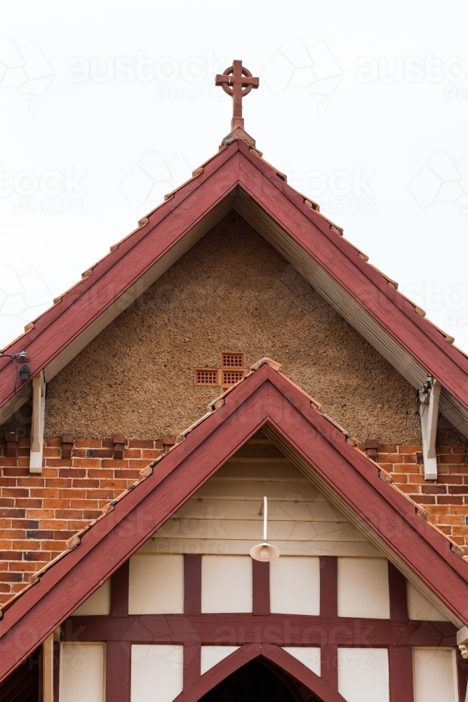 Gables on church building - Australian Stock Image