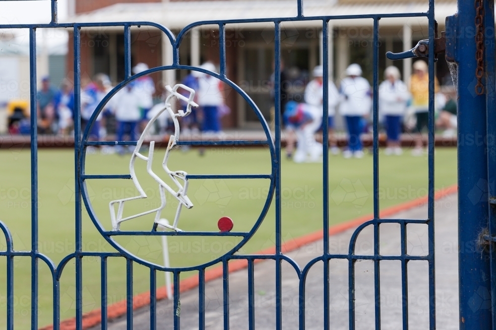 gate at entrance to a lawn bowls club - Australian Stock Image