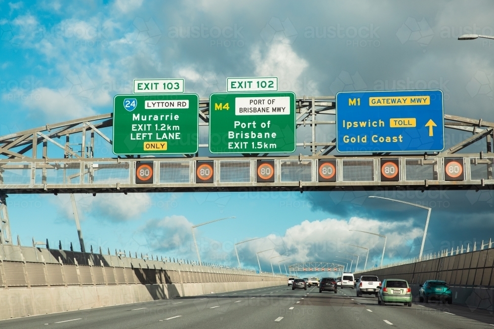 Image of gateway bridge signs - Austockphoto