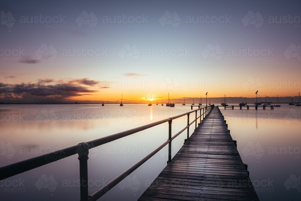 Geelong Waterfront Pier at Sunrise - Australian Stock Image