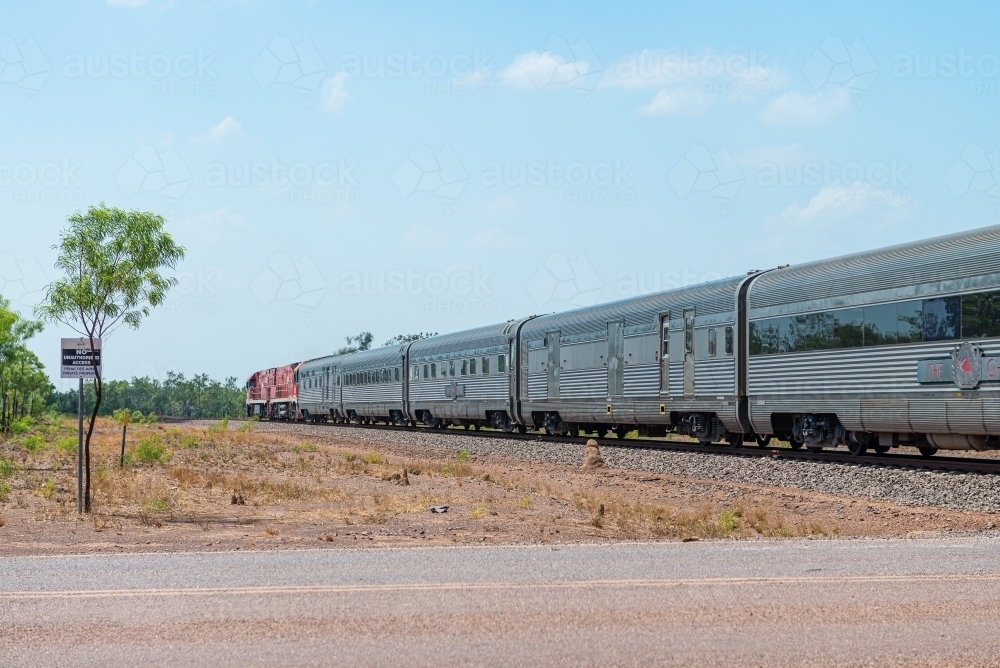 Ghan leaving Darwin - Australian Stock Image