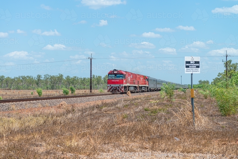 Ghan train leaving Darwin - Australian Stock Image