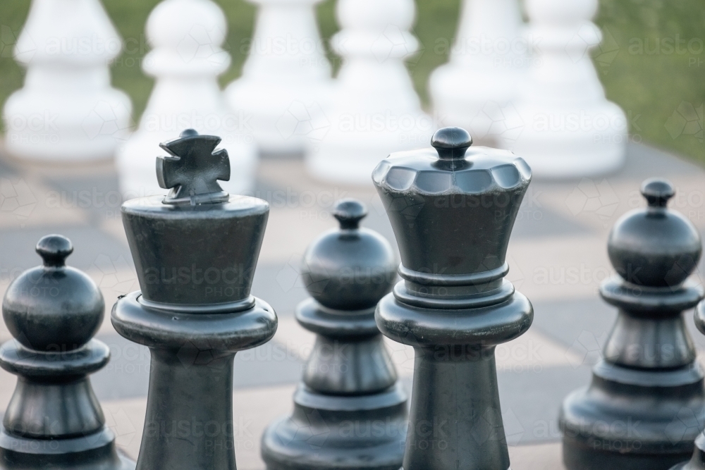Giant chess game at caravan park - Australian Stock Image