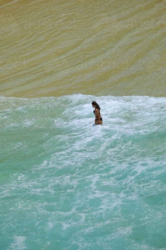 Girl in bikini swimming at South Gorge - Australian Stock Image